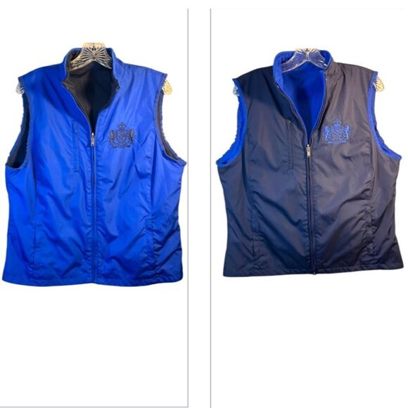 LAUREN RALPH LAUREN LADIES VEST LARGE BLUE REVERSIBLE BASIC CAPSULE EVERYDAY - Picture 1 of 15